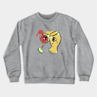 Alcohol Beer and Wine Love Mascot Cartoon Drunk Crewneck Sweatshirt